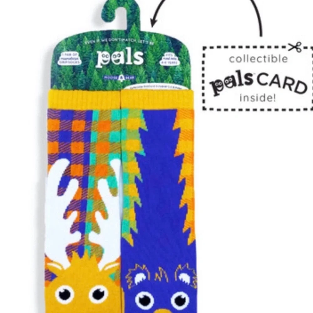 NWT PALS Toddler Moose and Bear mismatched nonslip socks - age 1-3 - Picture 2 of 3